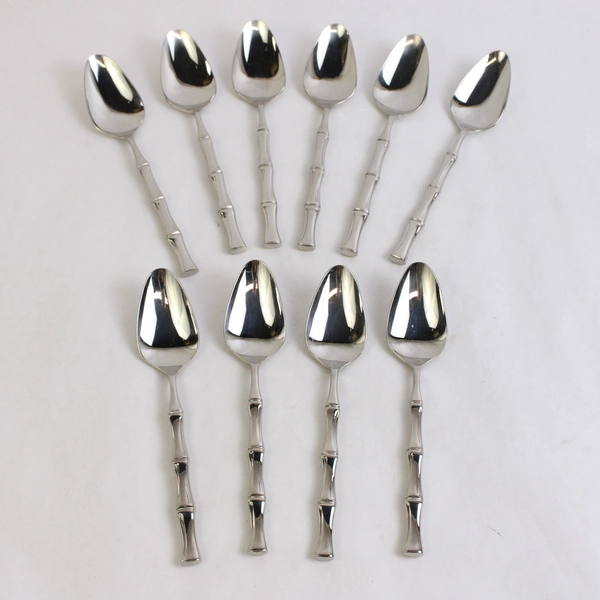 Lot of 10 Towle Supreme Place Oval Spoon Bamboo Bright 18/8 Stainless Steel 7.25