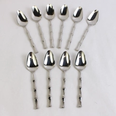 Lot of 10 Towle Supreme Place Oval Spoon Bamboo Bright 18/8 Stainless Steel 7.25