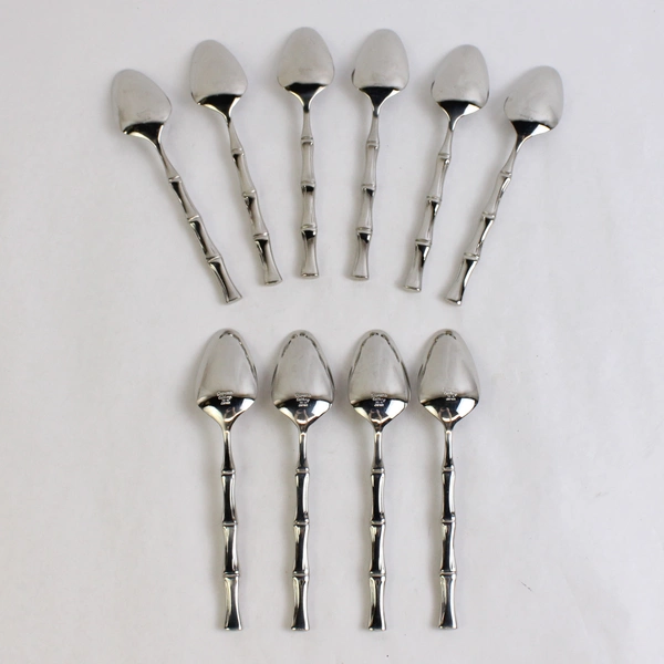 Lot of 10 Towle Supreme Place Oval Spoon Bamboo Bright 18/8 Stainless Steel 7.25