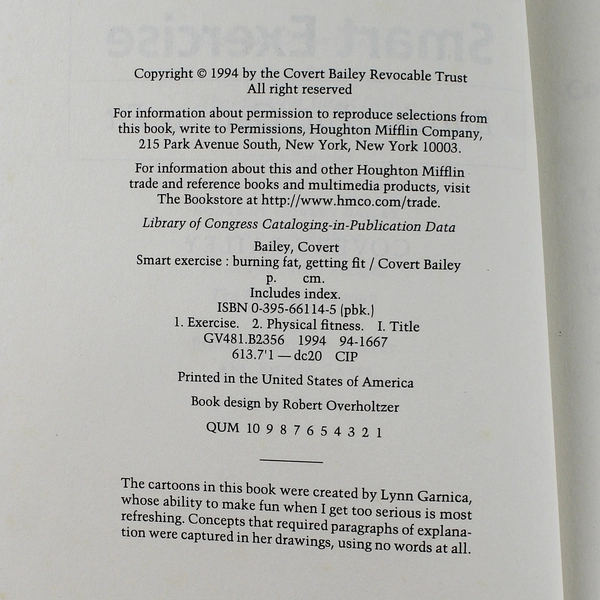 Smart Exercise by Covert Bailey 1994 Paperback - Fat Burning Fitness Guide