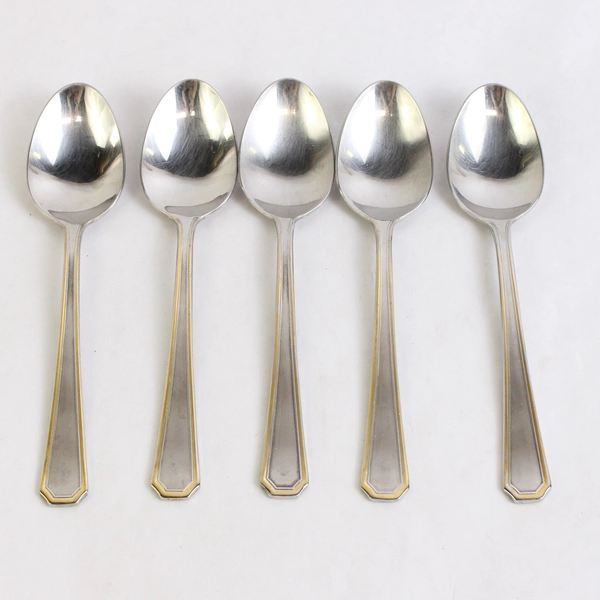 Lot of 5 Towle Place Oval Spoon Beacon Hill Brushed 18/8 Stainless Steel 7 in