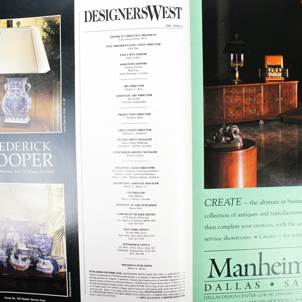 Vintage Designers West Magazine March 1988 Assignment International Collectible
