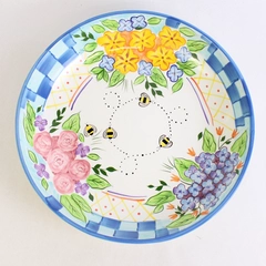 Caroline's Garden Hand-Painted Ceramic Fruit or Serving Bowl 13.5"