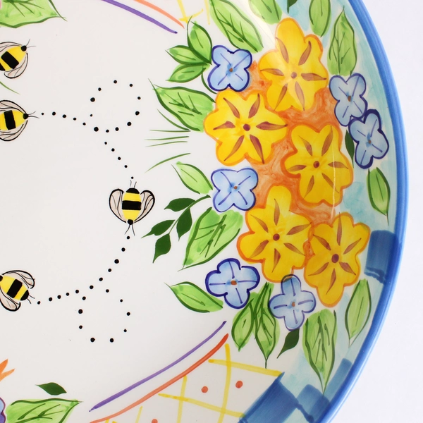 Caroline's Garden Hand-Painted Ceramic Fruit or Serving Bowl 13.5"