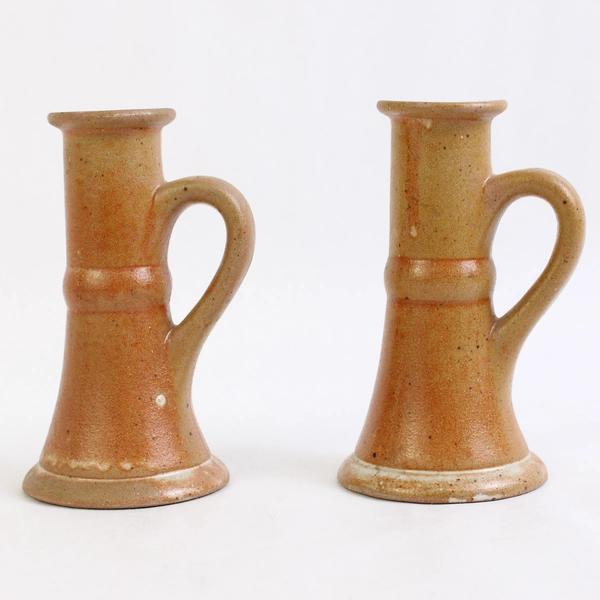 Pair of Vintage Sandstone Taper Candlesticks