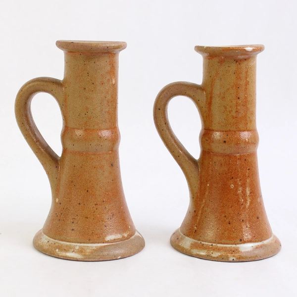 Pair of Vintage Sandstone Taper Candlesticks