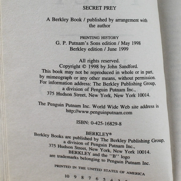 John Sandford Secret Prey 1998 Paperback Mystery - Good Condition