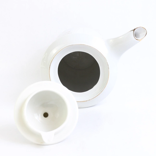 Vintage Bavaria Germany Gold-Painted White Ceramic Teapot