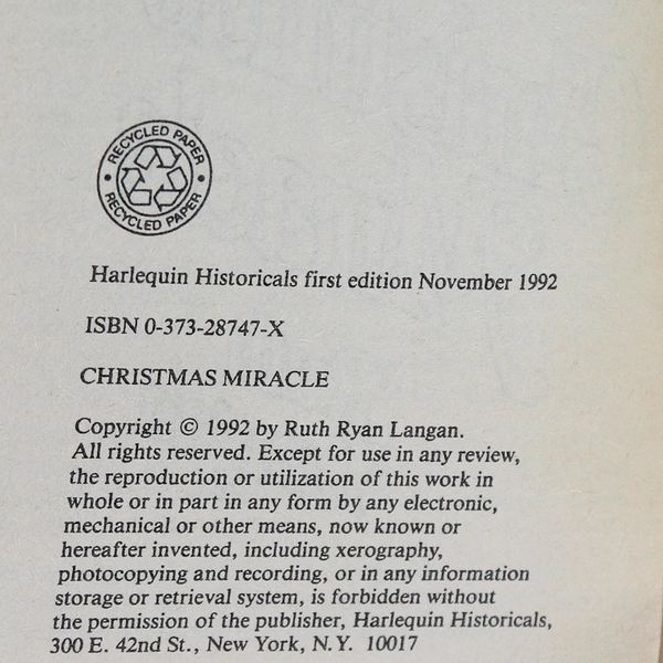 Lot Of 2 Christmas Themed Adult Romance Harlequin Books 1986, 1992 PB