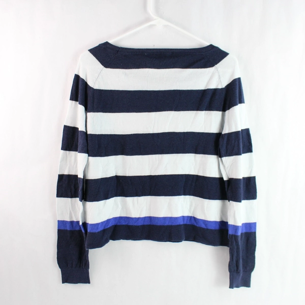 Dip White & Blue Striped Cropped Sweater Women's Size S - Pre-Owned