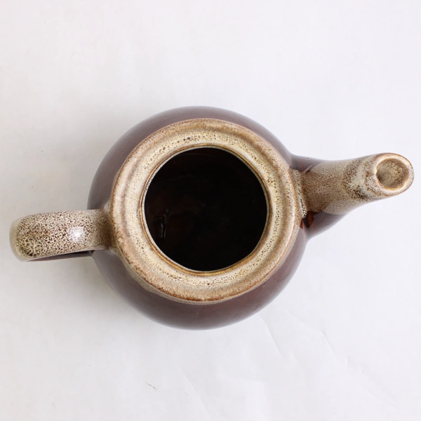 Vintage Brown and Beige Drip Glaze Teapot 6.25 Inch