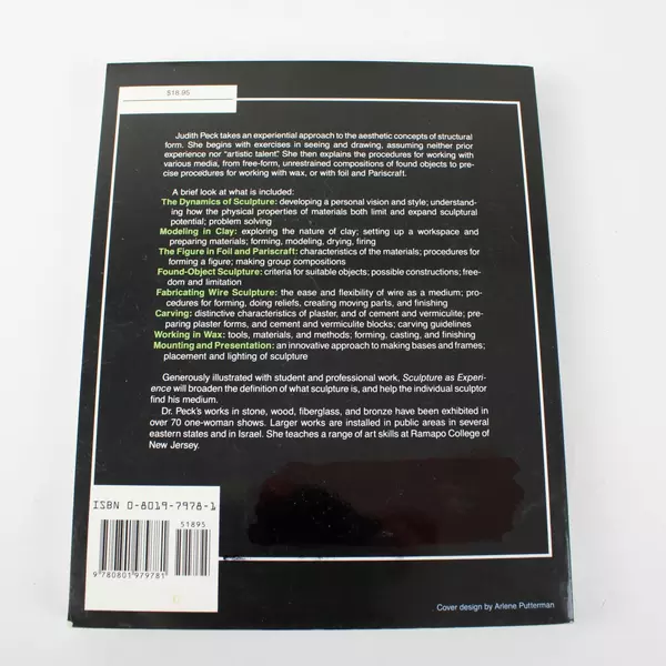 Sculpture As Experience by Judith Peck 1989 Paperback
