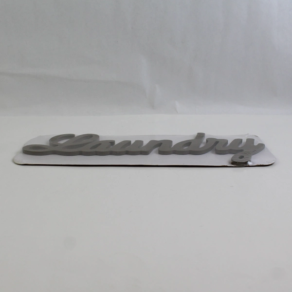 Gray Brown Wood Decor Laundry Lettering Hanging Sign Cursive 14" x 5" SEALED
