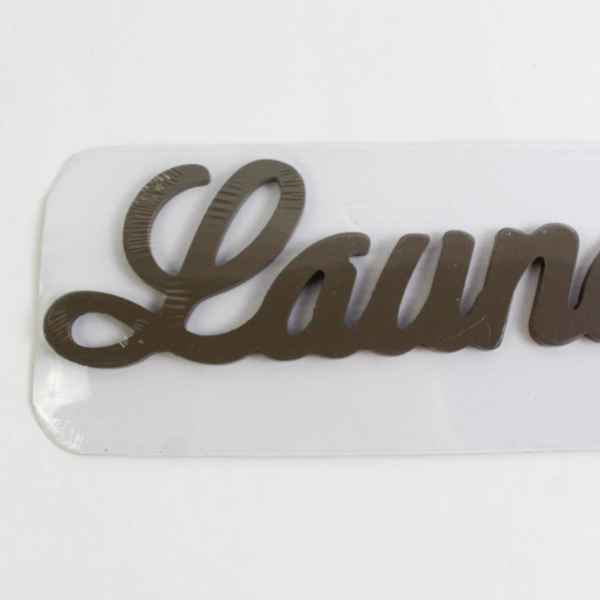 Gray Brown Wood Decor Laundry Lettering Hanging Sign Cursive 14" x 5" SEALED
