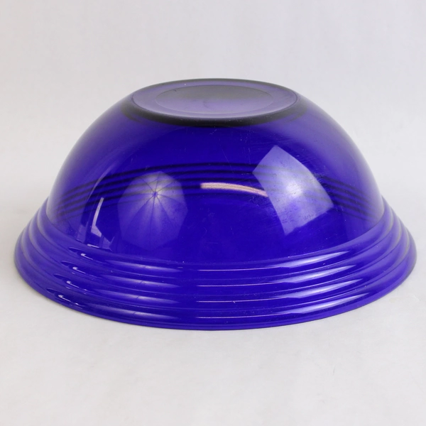 Unbranded Cobalt Blue Glass Bowl Ridged Side 10" Diameter 4" Tall