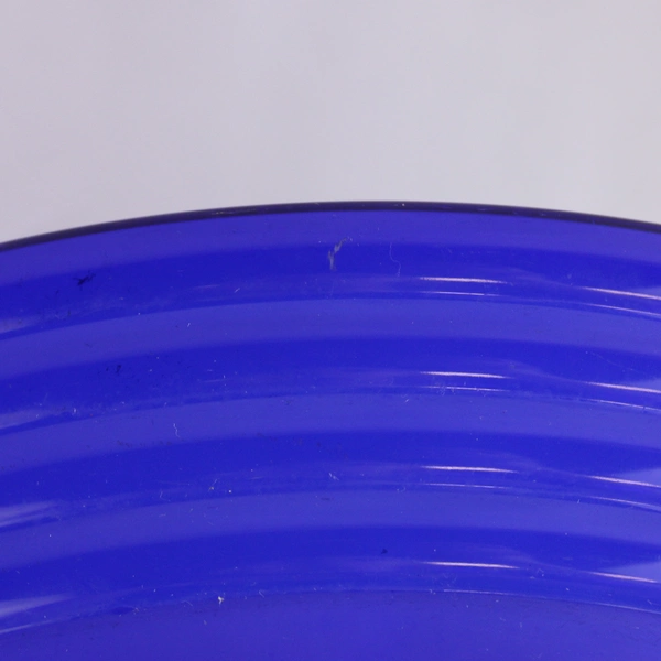 Unbranded Cobalt Blue Glass Bowl Ridged Side 10" Diameter 4" Tall