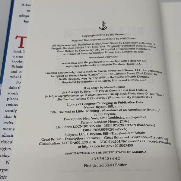 Road to Little Dribbling by Bill Bryson 2016 Hardcover