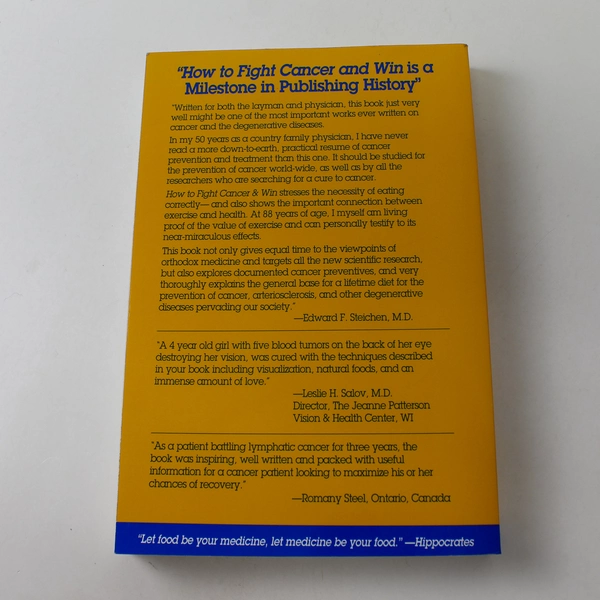 How to Fight Cancer and Win by William L. Fischer 2000 Paperback