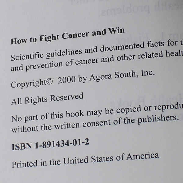How to Fight Cancer and Win by William L. Fischer 2000 Paperback