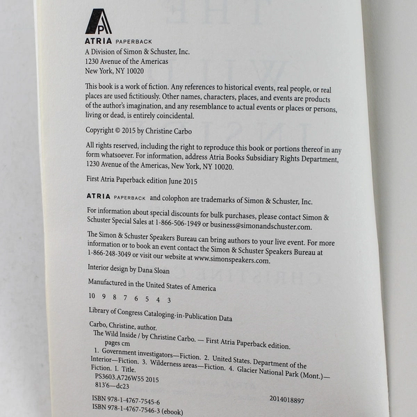 The Wild Inside A Novel of Suspense by Christine Carbo 2015 Paperback