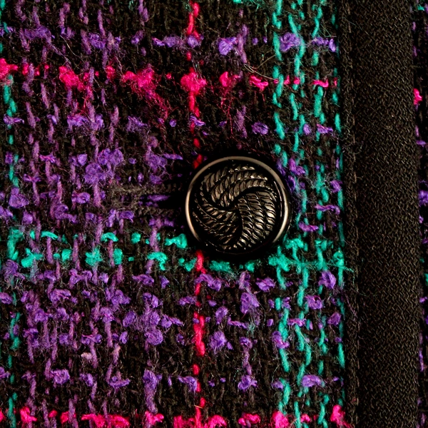 Koret Petites Women's Size 8 Plaid Jacket Green Purple Pink with Shoulder Pads