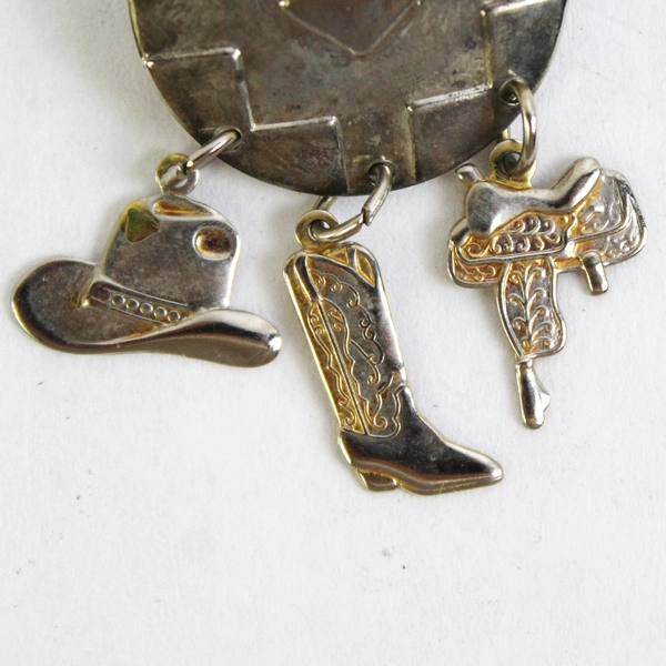 Texas Western Cowboy Button Earrings, Silver Gold Lightweight Metal 1" Diameter