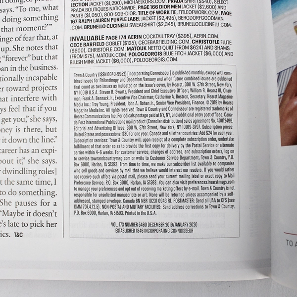 Town & Country Magazine Dec 2019 Jan 2020 Featuring Gift Ideas and Keri Russell