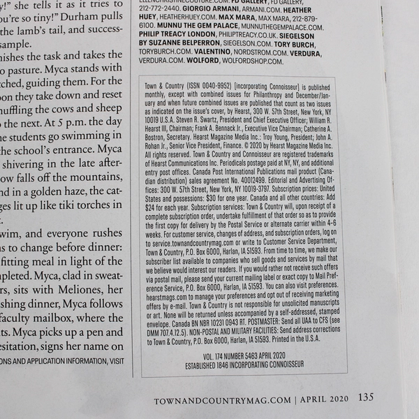 Town & Country Magazine April 2020 Featuring Actress Lea Seydoux