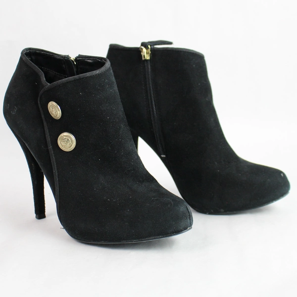 Guess Women's 8.5 Black Suede Platform Stiletto Ankle Boots 4.5" Heel