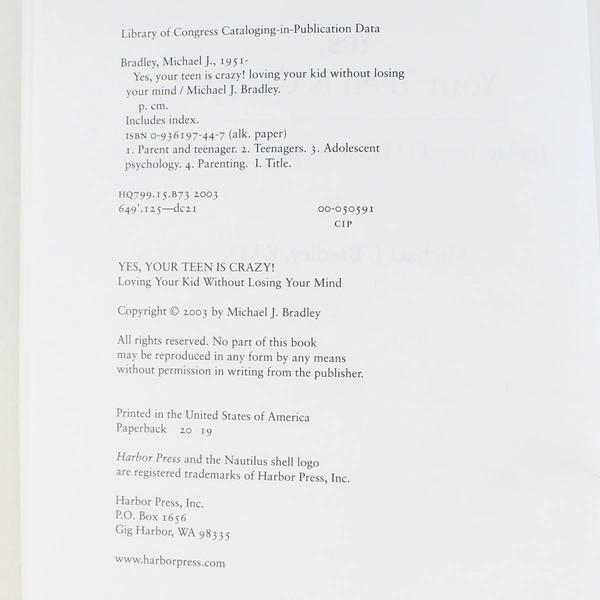 Yes Your Teen Is Crazy! by Michael J Bradley 2003 Paperback - Good Condition