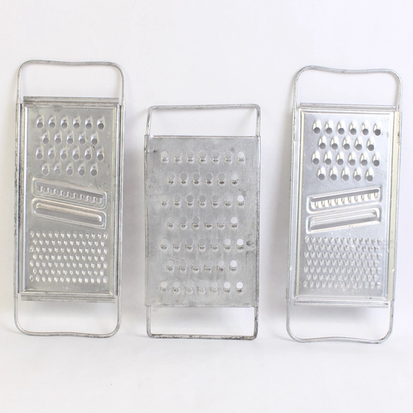 Lot of 3 Vintage Unmarked and EKCO Flat Metal Cheese Graters