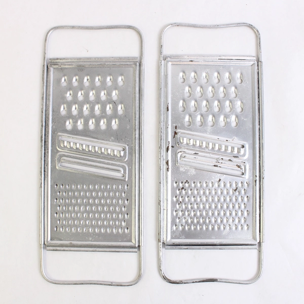 Lot of 3 Vintage Unmarked and EKCO Flat Metal Cheese Graters