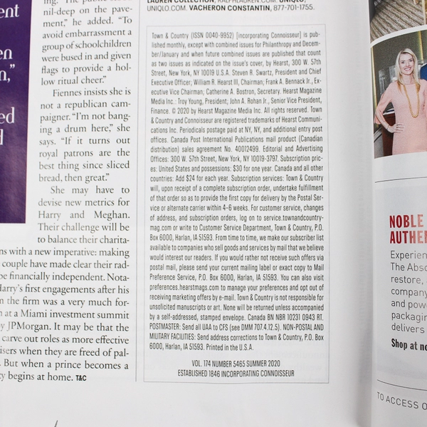 Town & Country Magazine Summer 2020 Featuring Matthew & Camila McConaughey