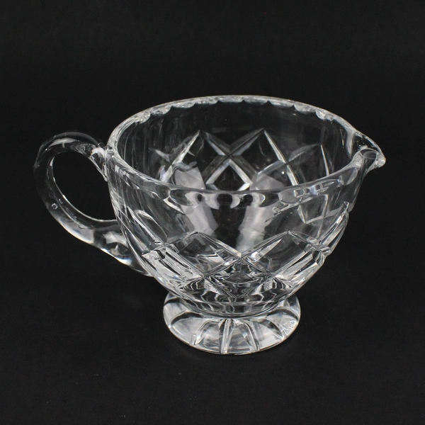 Criss Cross Pattern Footed Crystal Creamer And Sugar Bowl