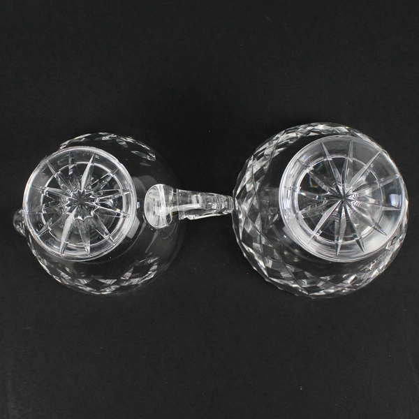 Criss Cross Pattern Footed Crystal Creamer And Sugar Bowl