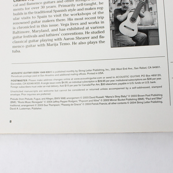 Acoustic Guitar Magazine January 2004 Featuring Classical Masters & Johnny Cash