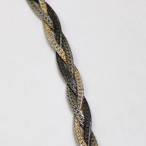 Braided Metal Choker Necklace Herringbone Chain Silver Gold Chrome 18.5"