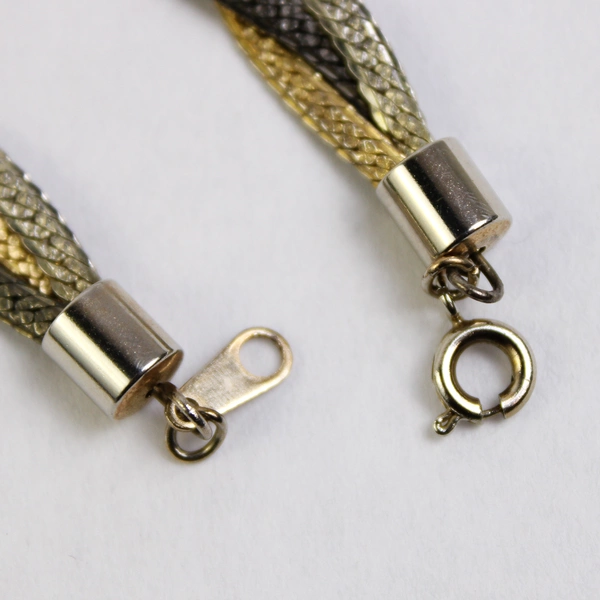 Braided Metal Choker Necklace Herringbone Chain Silver Gold Chrome 18.5"