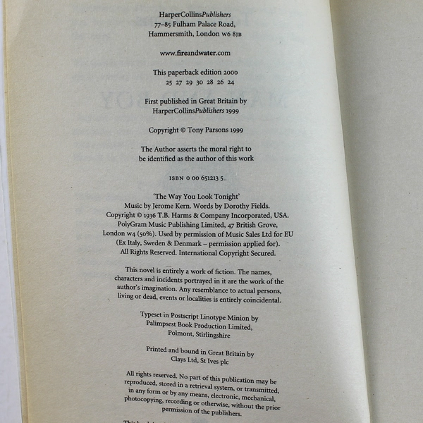 Man and Boy by Tony Parsons 2000 Paperback - Good Condition, Heartfelt Story