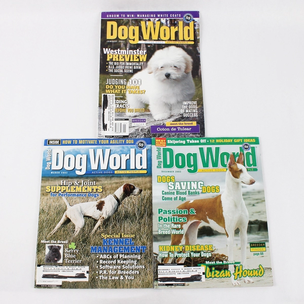 Lot Of 3 Dog World Magazines January March December 2003