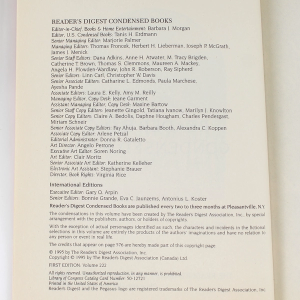 Reader's Digest Condensed Books Vol 6 1995 Hardcover - Good Condition