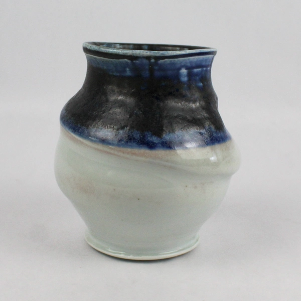 Blue And White Art Pottery Vase Signed 5.5 Inch