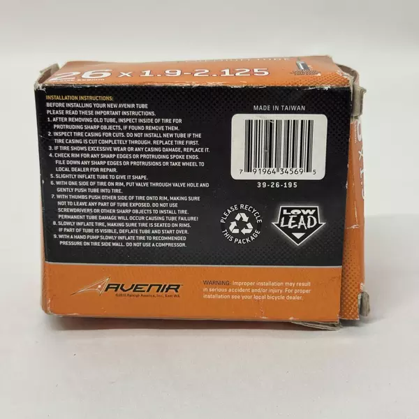 Avenir Raleigh America Premium Tube 26x1.9-2.125 In Original Box 39-26-195