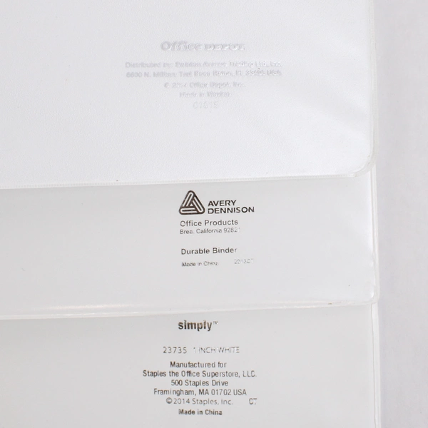 Lot of 1.5" 3 Ring Binders in Plain White Various Brands