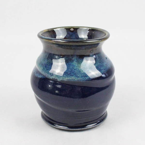 Two Tone Blue Art Pottery Vase Signed 4.5 inch