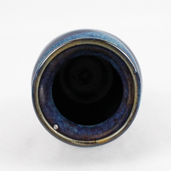 Two Tone Blue Art Pottery Vase Signed 4.5 inch