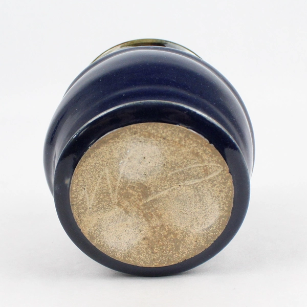 Two Tone Blue Art Pottery Vase Signed 4.5 inch