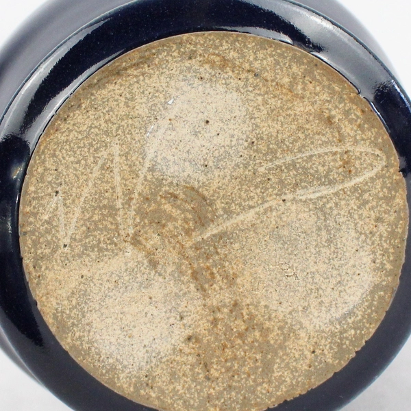 Two Tone Blue Art Pottery Vase Signed 4.5 inch