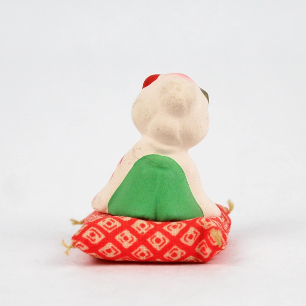 Miniature Hand Painted Kawasaki Ceramic Geisha On a Pillow Doll 1.75 Inch