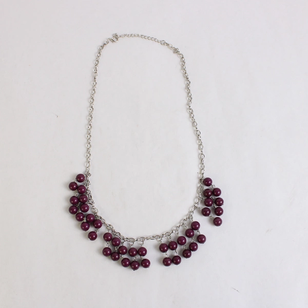 Dangle Earring and Necklace Set, Paparazzi Purple Silver Beads Cable Chain 25.5"